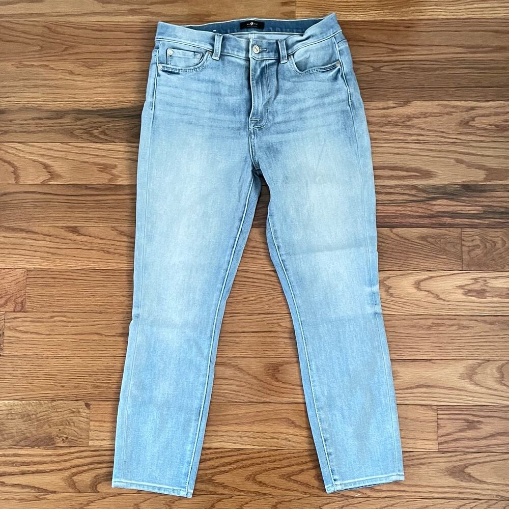 7 For All Mankind High Waist Skinny Jeans 29 Karma Blue Denim Premium Stretch
